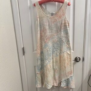 Women's Batix Style Sleeveless Pastel Patterned Dress 100% Cotton Winter Sun S